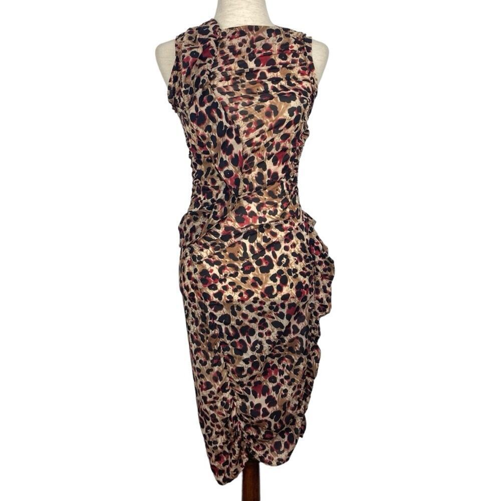 BALENCIAGA Animal Print Stretch Body Conturing Sleeveless Dress - Size 6 - Picture 2 of 11